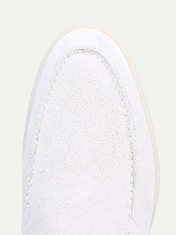 Mocassino classico in camoscio bianco perla - vista 7
