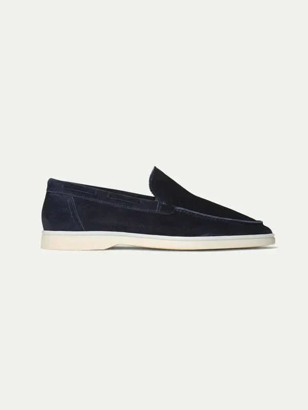 Mocassino classico in camoscio blu navy - vista 1
