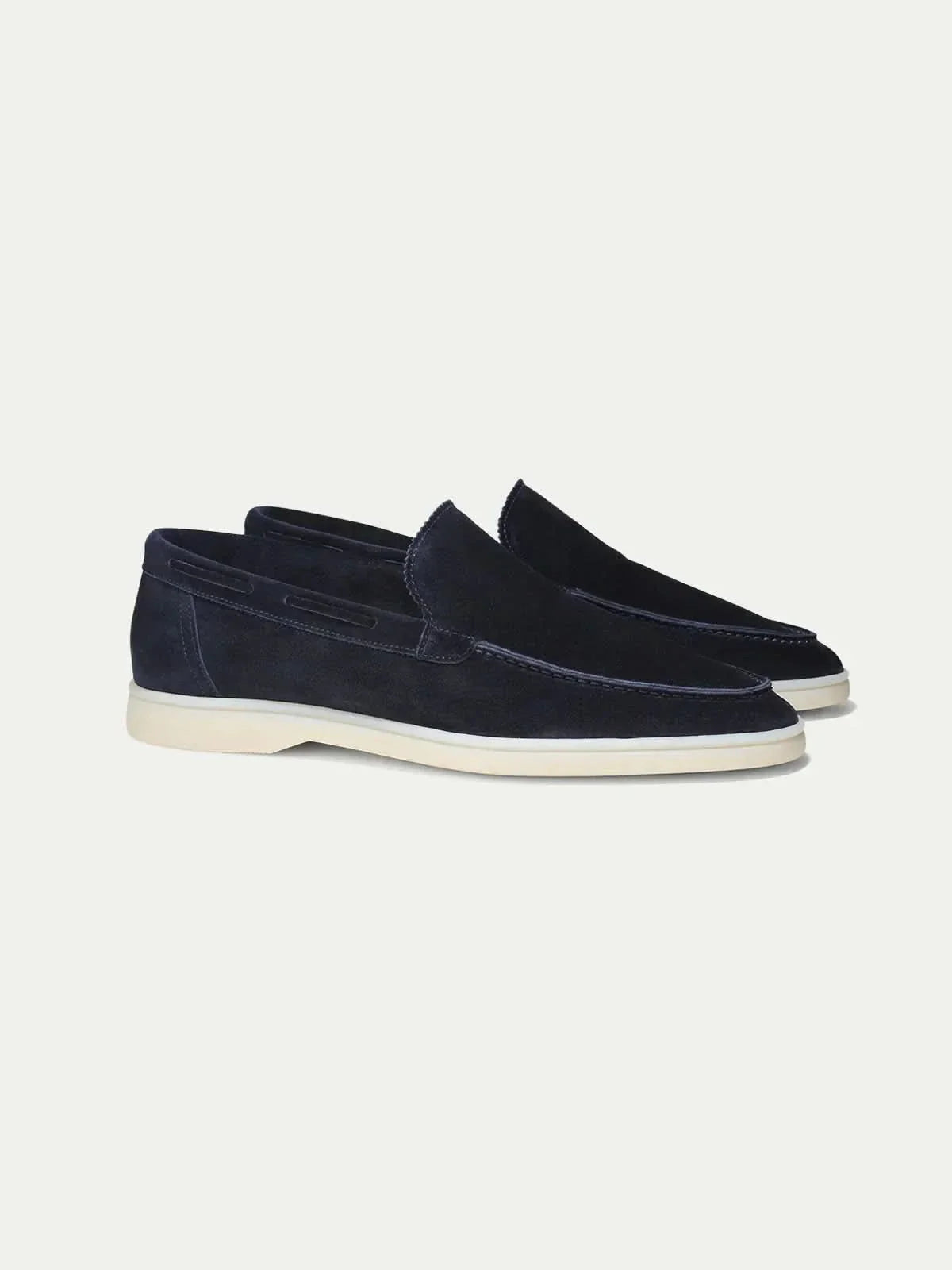 Mocassino classico in camoscio blu navy - vista 2