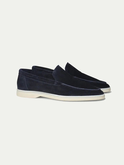 Mocassino classico in camoscio blu navy - vista 2