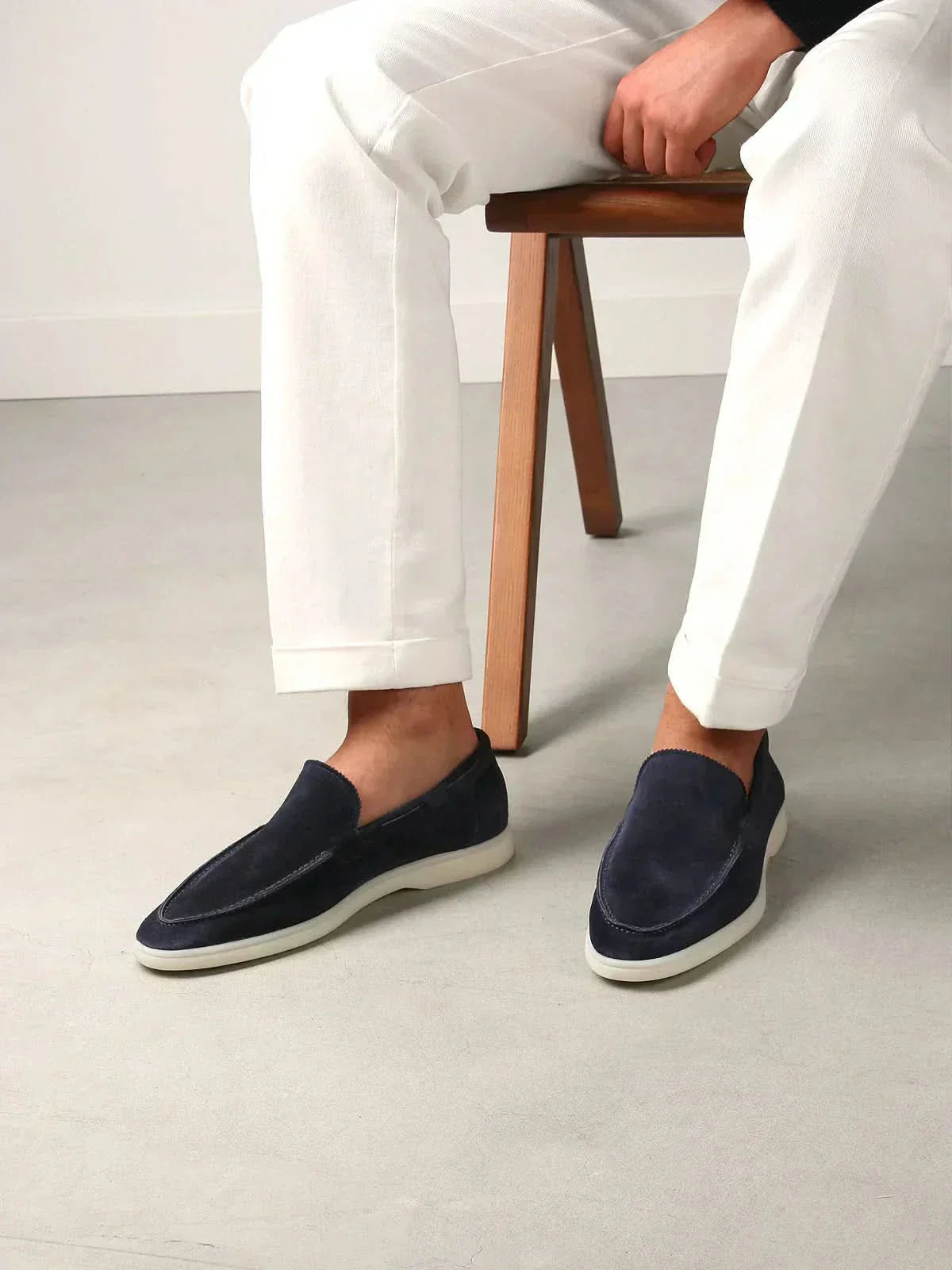 Mocassino classico in camoscio blu navy - vista 3