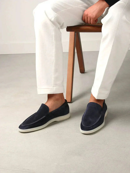 Mocassino classico in camoscio blu navy - vista 3