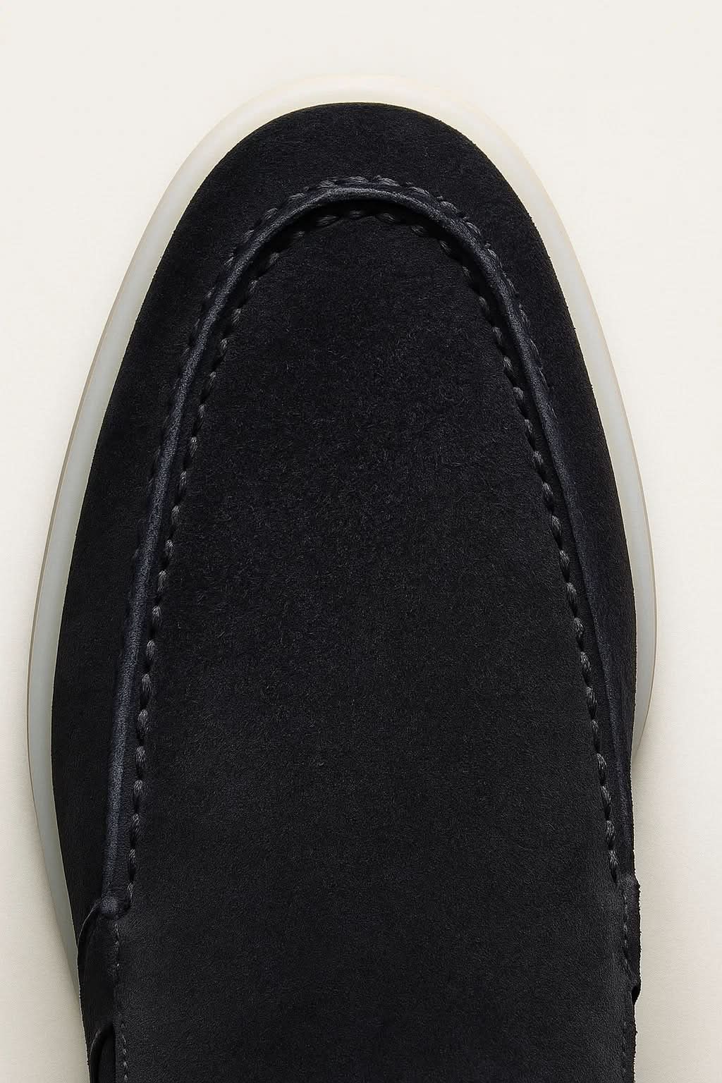 Mocassino classico in camoscio blu navy - vista 5