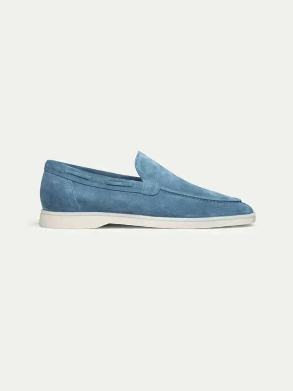 Mocassino classico in camoscio blu oceano - vista 1