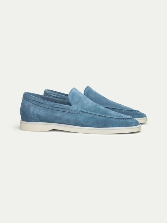 Mocassino classico in camoscio blu oceano - vista 2