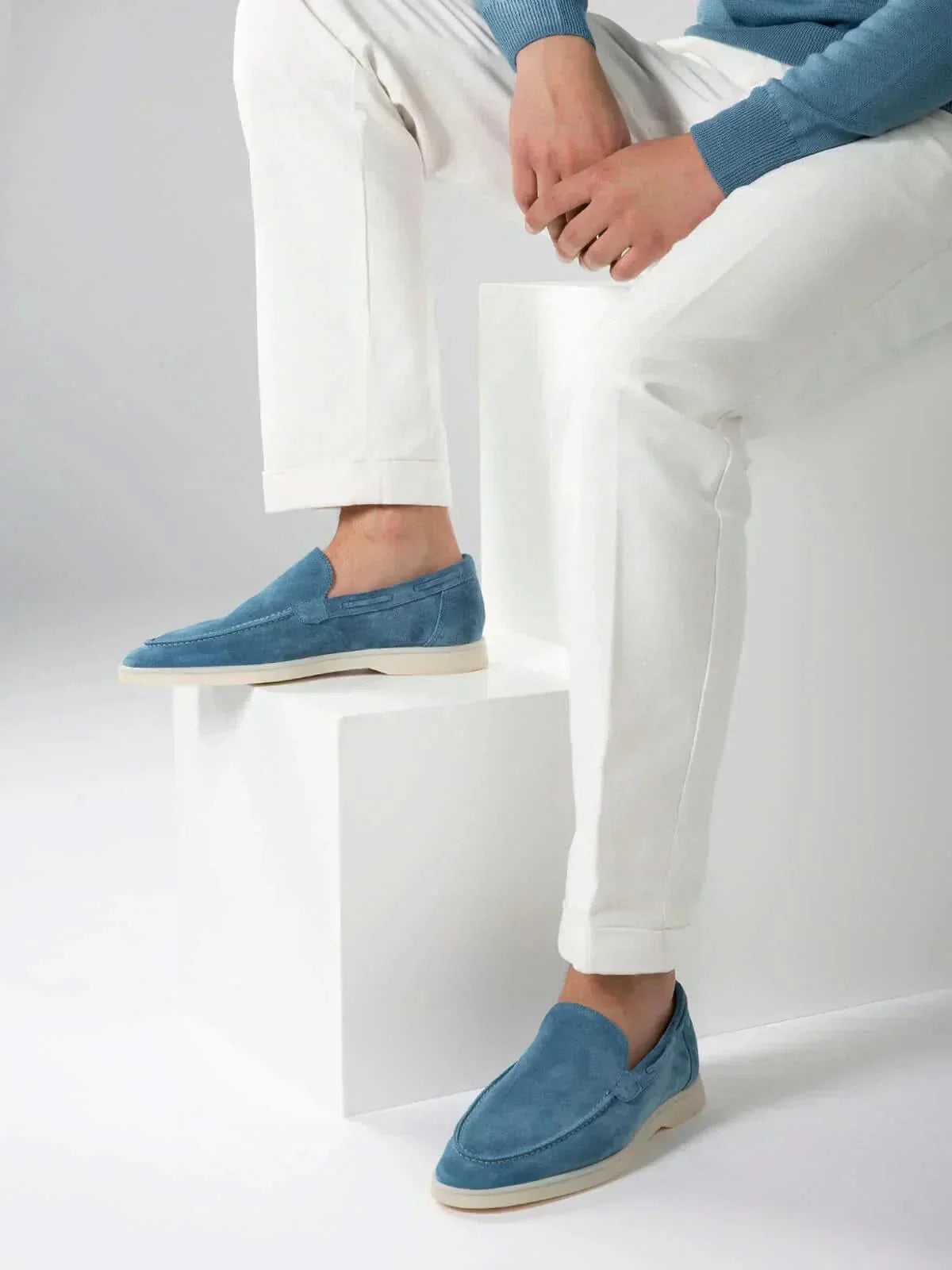 Mocassino classico in camoscio blu oceano - vista 3
