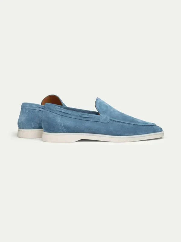 Mocassino classico in camoscio blu oceano - vista 4