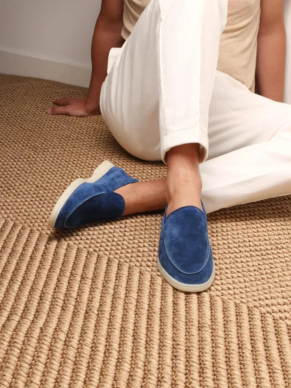 Mocassino classico in camoscio blu royal - vista 3