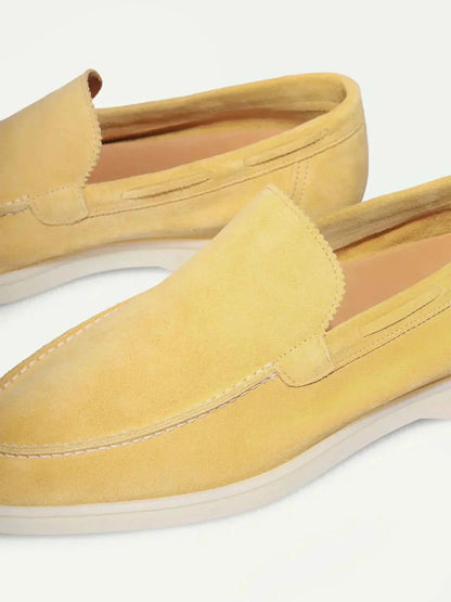 Mocassino classico in camoscio giallo limone - vista 4