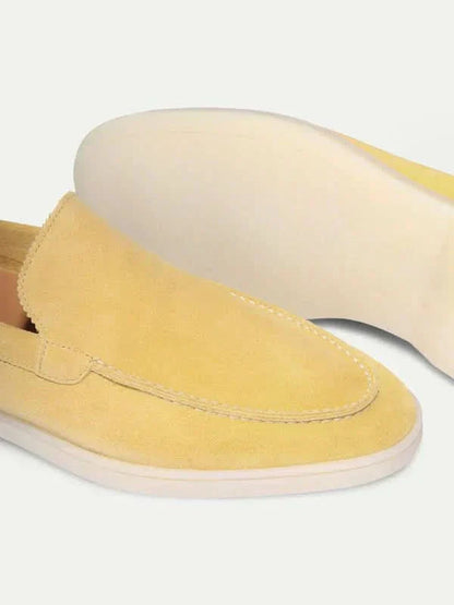 Mocassino classico in camoscio giallo limone - vista 5