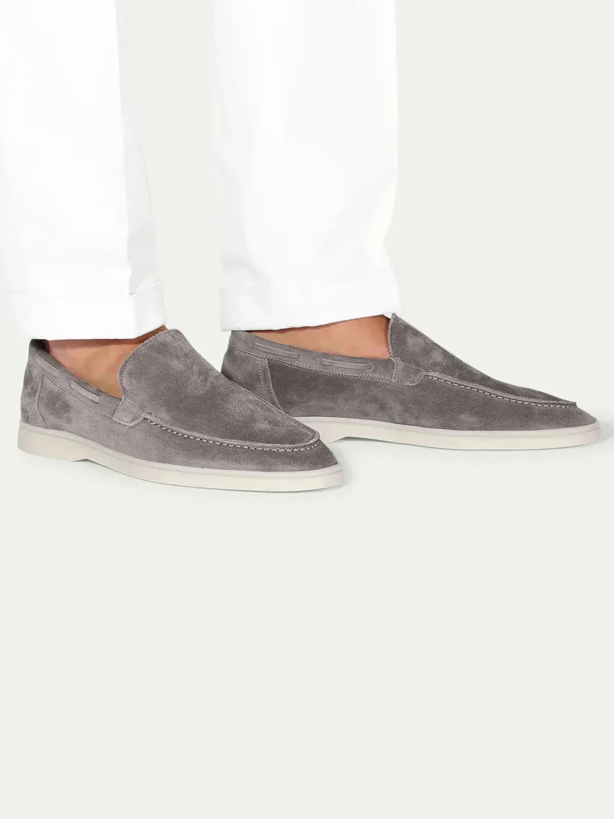Mocassino classico in camoscio grigio - vista 4