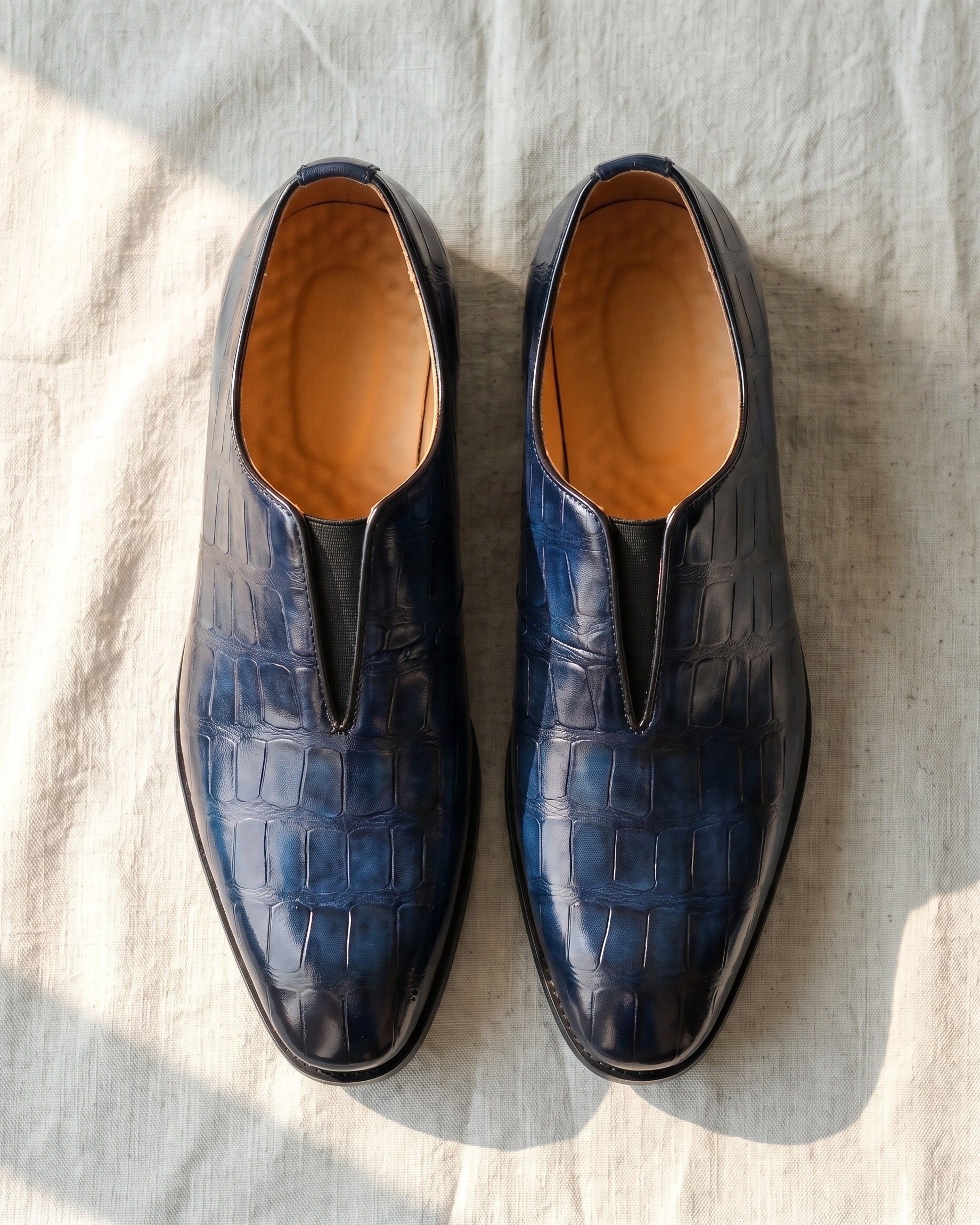 Vista dall’alto del Mocassino Lorenzo blu navy