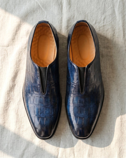 Vista dall’alto del Mocassino Lorenzo blu navy
