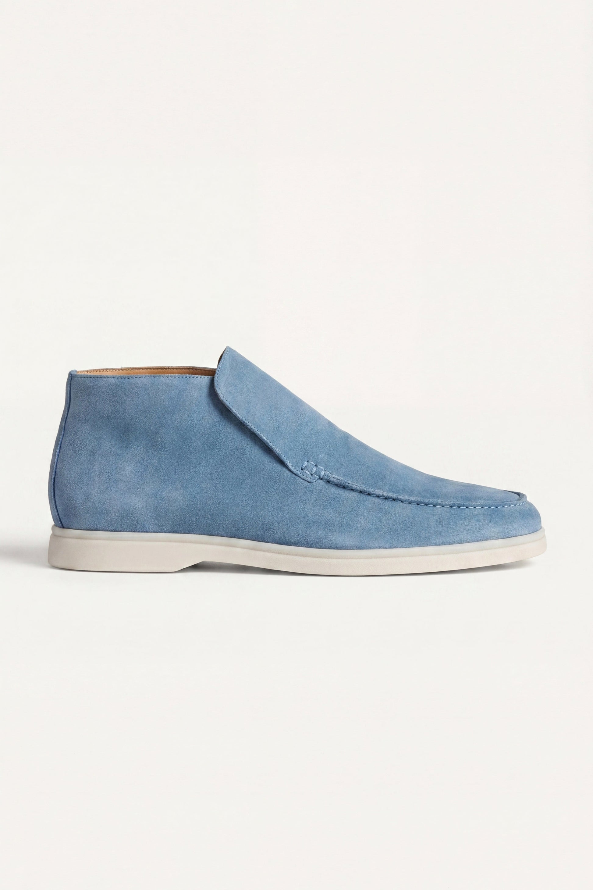 Mocassino Monaco in camoscio azzurro cielo - vista 1