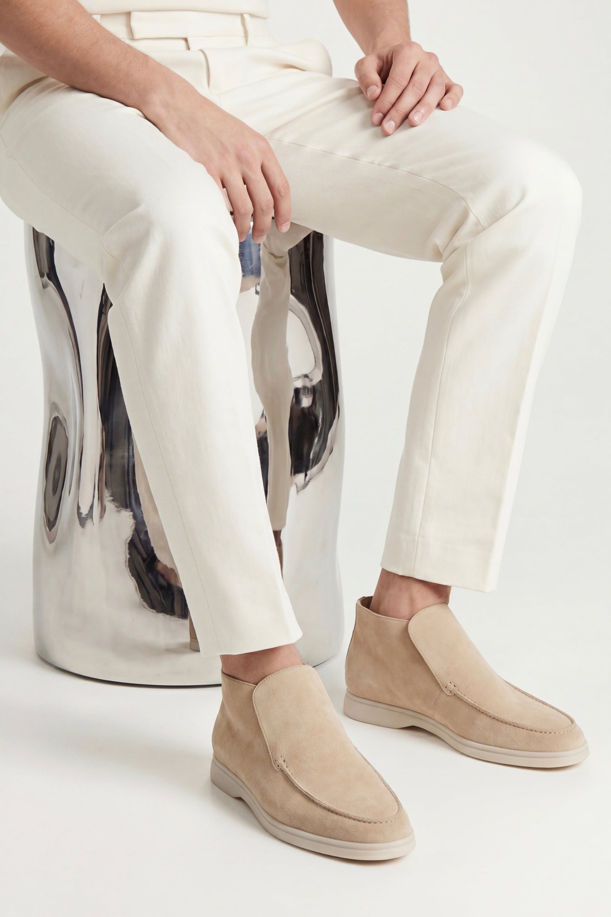 Mocassino Monaco in camoscio beige - vista 5