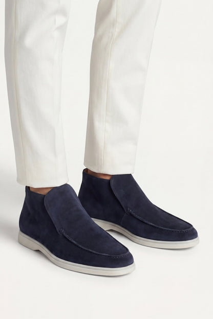 Mocassino Monaco in camoscio blu navy - vista 2