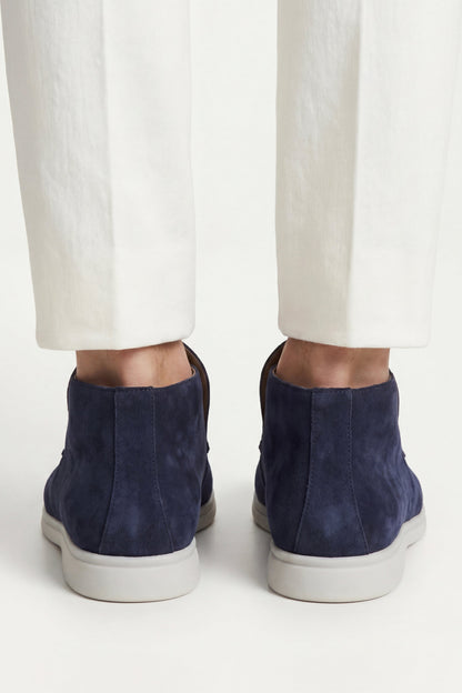 Mocassino Monaco in camoscio blu navy - vista 3