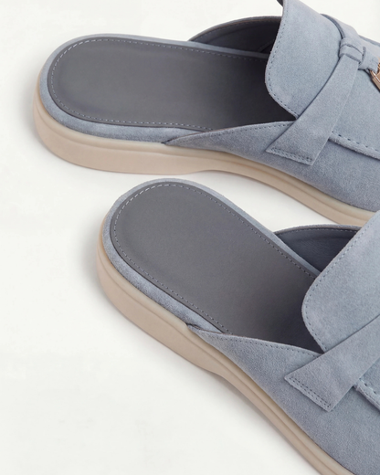 Mocassino mule Mediterraneo in camoscio azzurro cielo - vista 3