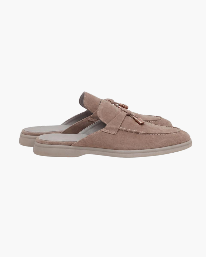Mocassino mule Mediterraneo in camoscio beige - vista 2