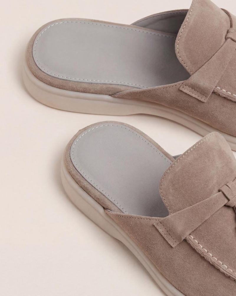 Mocassino mule Mediterraneo in camoscio beige - vista 3