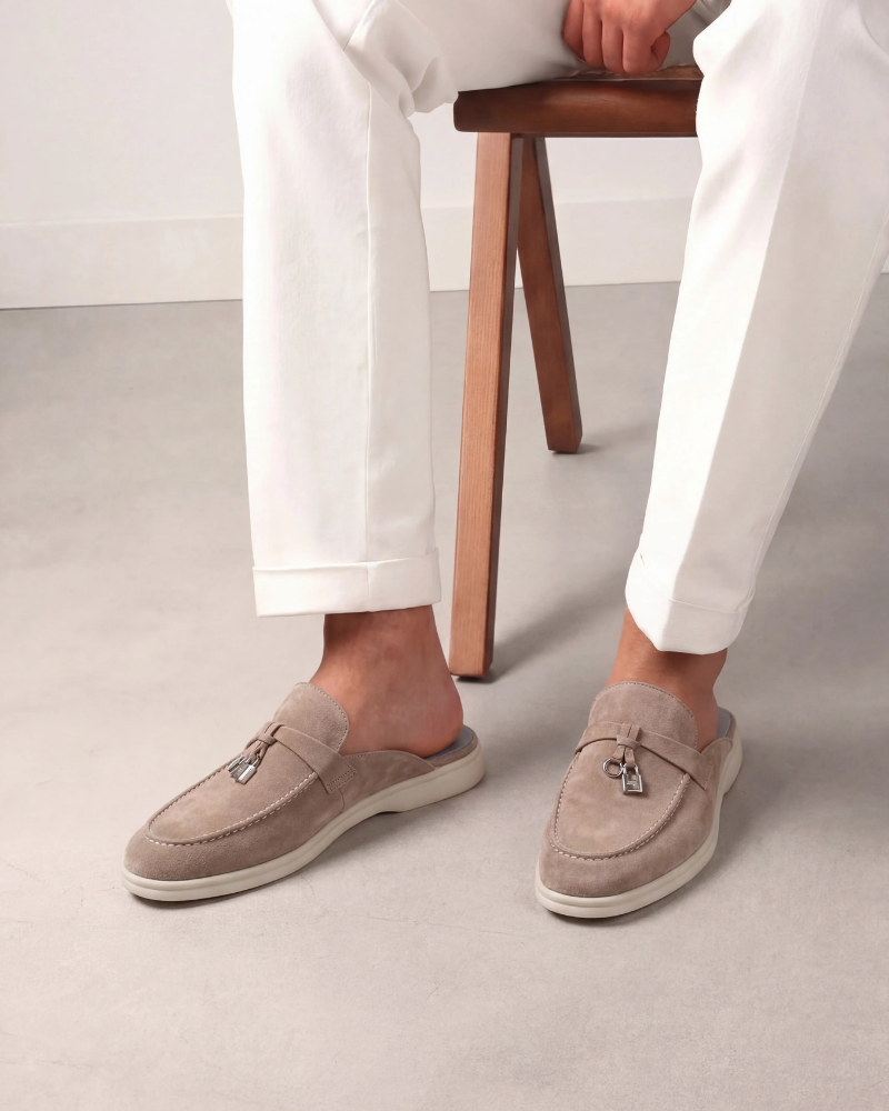Mocassino mule Mediterraneo in camoscio beige - vista 4