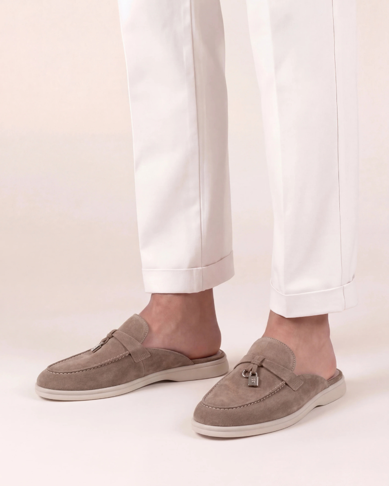 Mocassino mule Mediterraneo in camoscio beige - vista 5