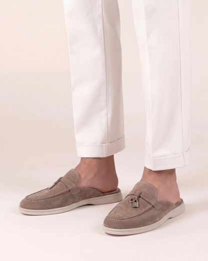 Mocassino mule Mediterraneo in camoscio beige - vista 5