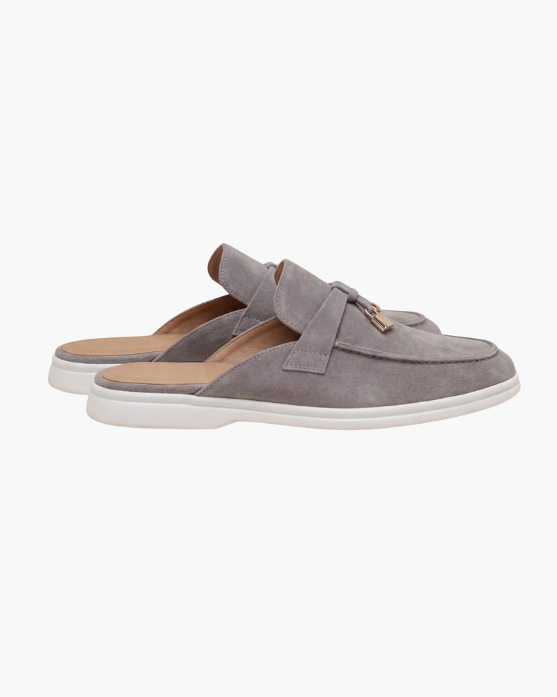 Mocassino mule Mediterraneo in camoscio grigio chiaro - vista 2