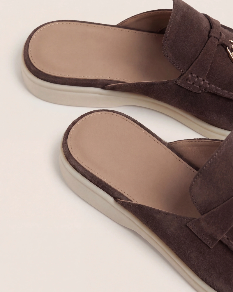 Mocassino mule Mediterraneo in camoscio marrone - vista 3