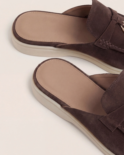 Mocassino mule Mediterraneo in camoscio marrone - vista 3
