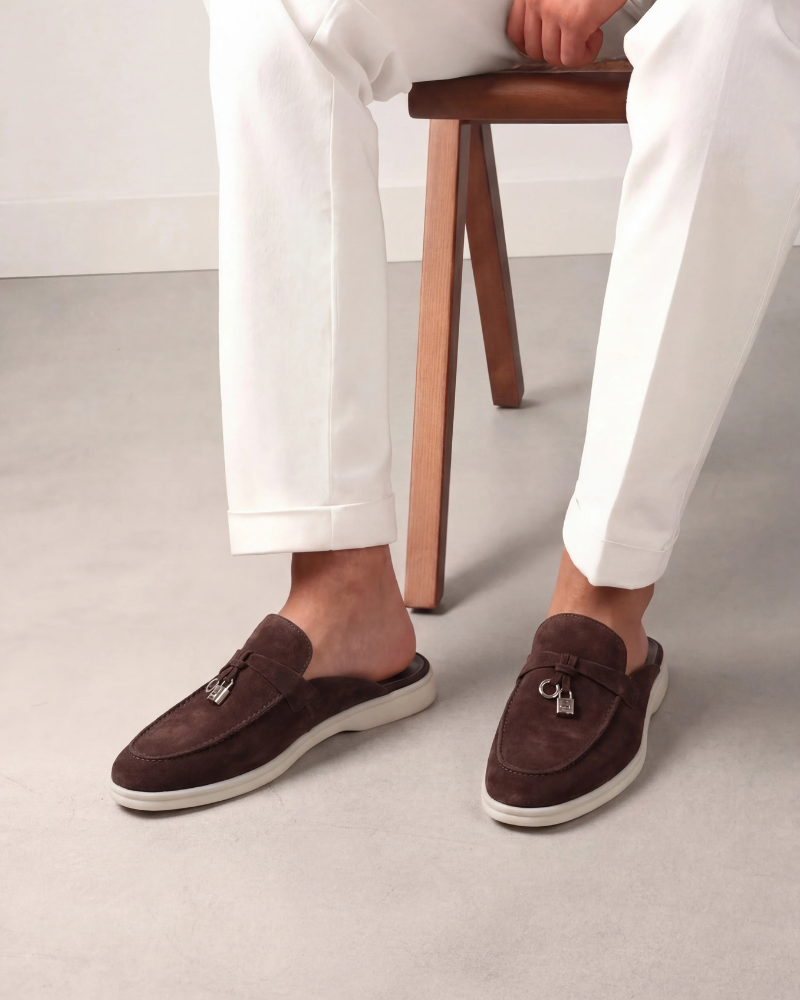 Mocassino mule Mediterraneo in camoscio marrone - vista 4