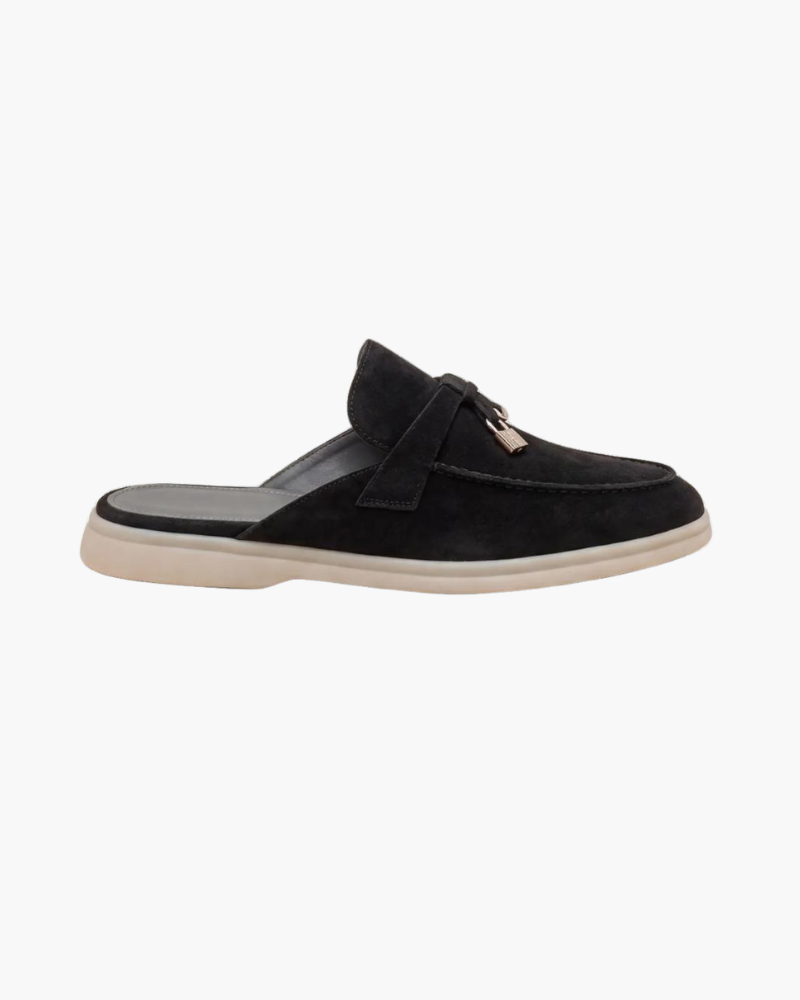 Mocassino mule Mediterraneo in camoscio nero - vista 1