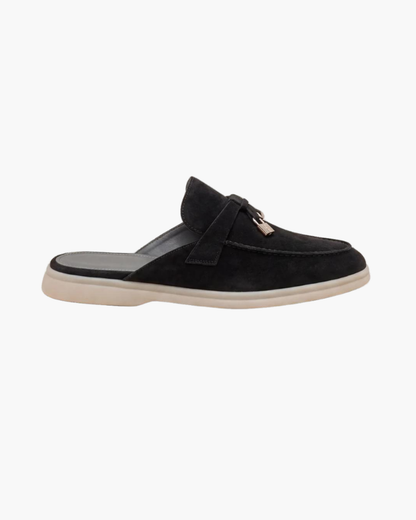 Mocassino mule Mediterraneo in camoscio nero - vista 1