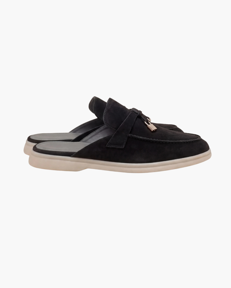 Mocassino mule Mediterraneo in camoscio nero - vista 2