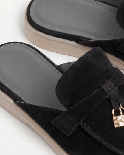 Mocassino mule Mediterraneo in camoscio nero - vista 3