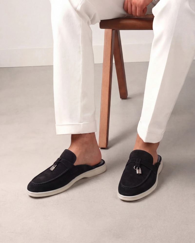 Mocassino mule Mediterraneo in camoscio nero - vista 4