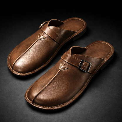 Mocassino Mule Riccardo marrone in pelle sintetica