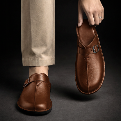 Mocassino Mule Riccardo marrone indossato