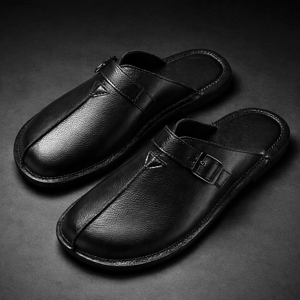 Mocassino Mule Riccardo nero in pelle sintetica