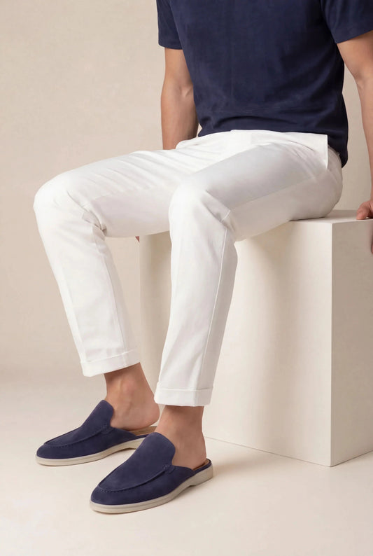 Mocassino mule Yacht in camoscio blu navy