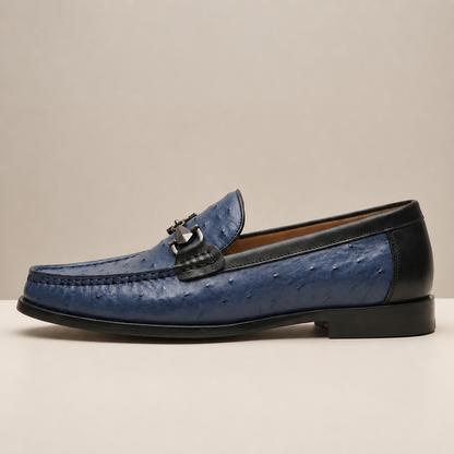 Mocassino Orvani blu scuro in pelle – vista laterale