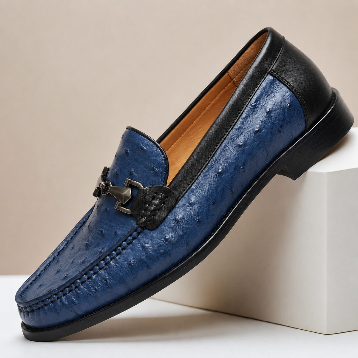 Mocassino Orvani blu scuro in pelle – vista principale