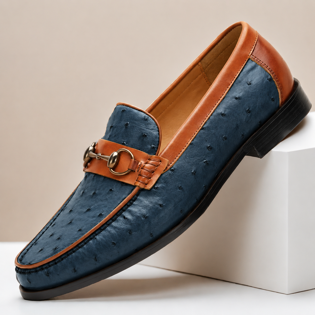 Mocassino Orvani blu in pelle – vista principale