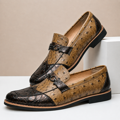Mocassini Renzo marroni in vera pelle – vista angolata