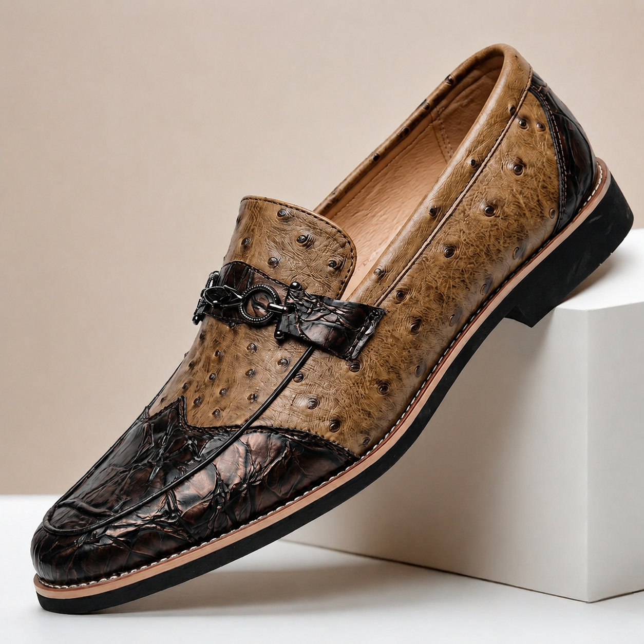 Mocassino Renzo marrone in vera pelle – vista principale