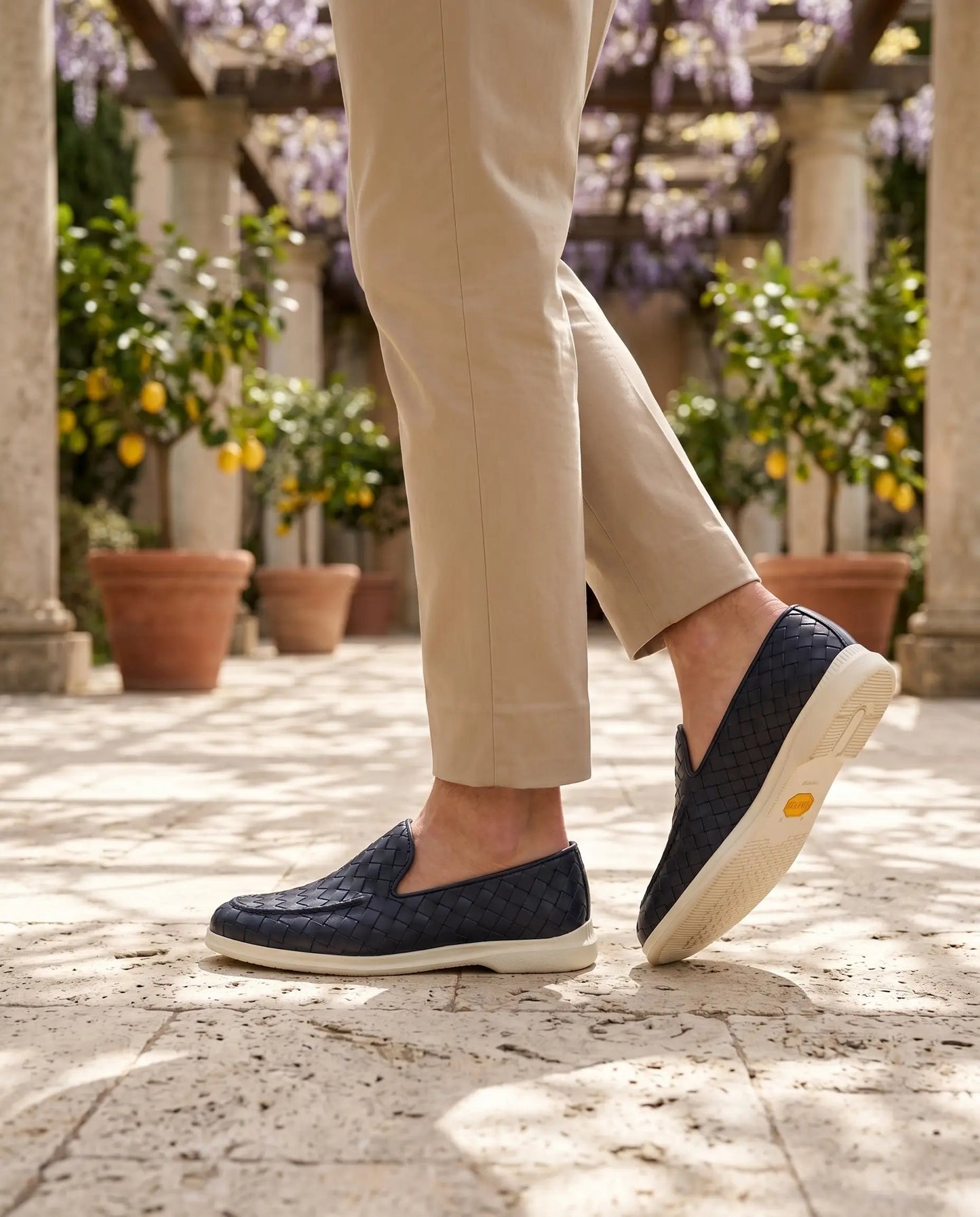 Mocassino Sorrento intrecciato in pelle blu - vista 3