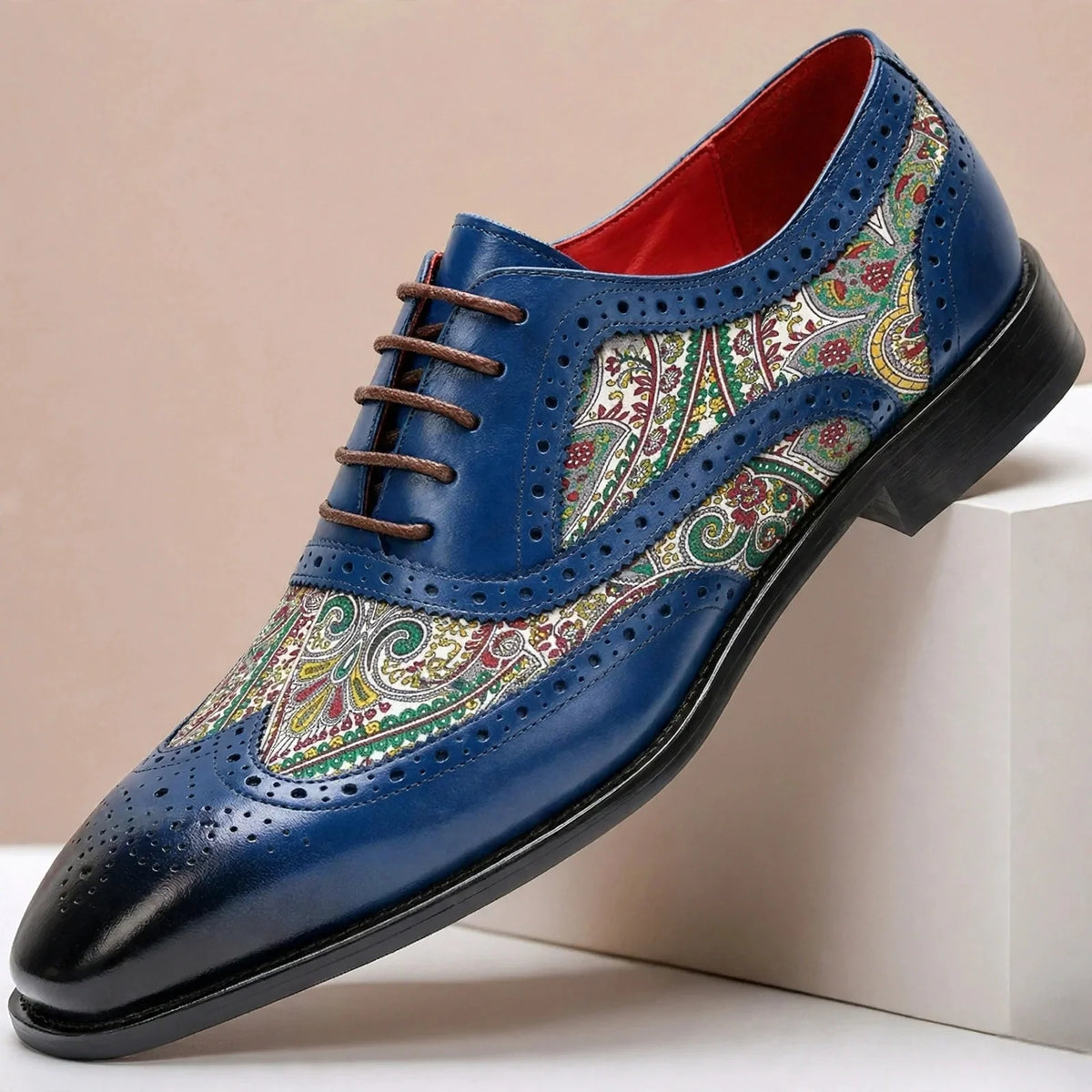 Scarpe Oxford Stefano in Pelle Pieno Fiore – Blu scuro