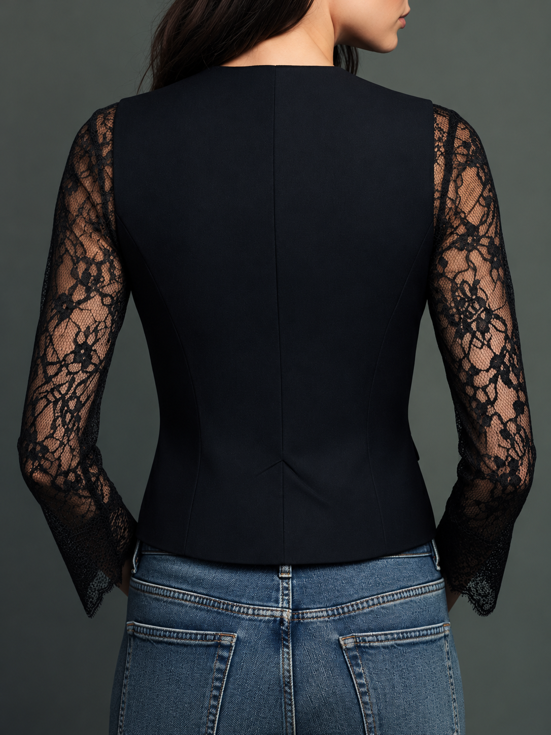 Noémie — Blazer nero con maniche semitrasparenti, vista 12