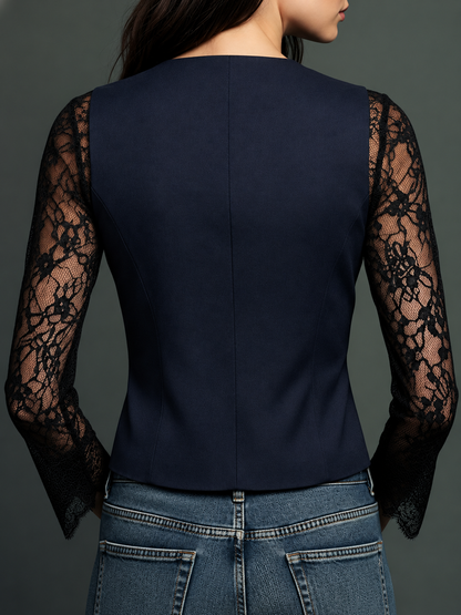 Noémie — Blazer nero con maniche semitrasparenti, vista 16