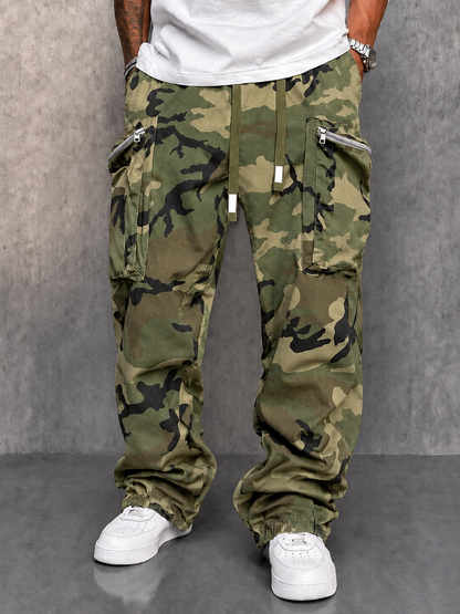Pantaloni cargo mimetici utility streetwear – Verde militare – vista 1